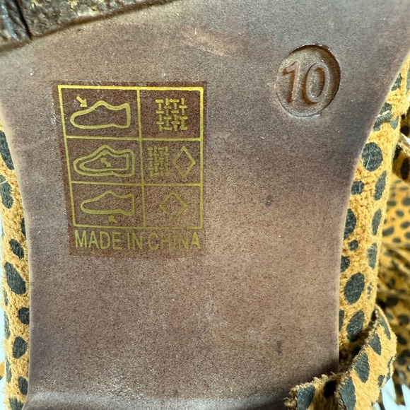 Maya Babe Fringe Ankle Boots Women's Cheetah Print Western Style Fun‎ Fashion 10 - Picture 10 of 15